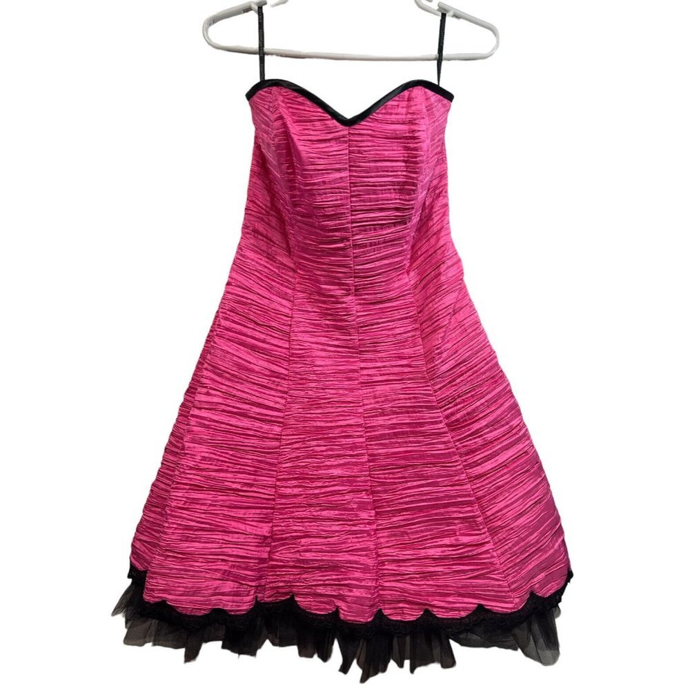 VTG Gunne Sax Jessica McClintock Dress 7 Pink Black Tulle  Prom 90s Coquette